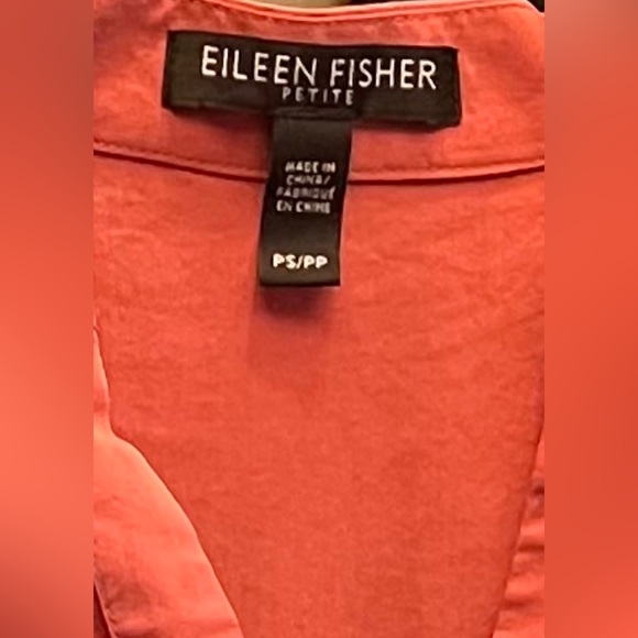 Burnt orange Eileen Fisher PS button down blouse - no collar. Easy fit - Picture 3 of 5